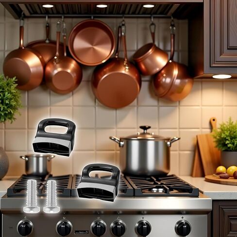 2Pcs Black Replacement Handles for Pots, Heat-Resistant & Anti-Skid, Metal Pressure Pan Ear Replacement Universal Pan Side Handle for Home Kitchen Cookware,for Single-Hole Pots in Saudi Arabia