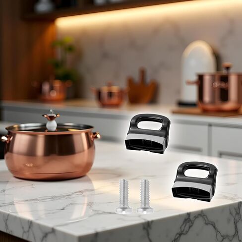2Pcs Black Replacement Handles for Pots, Heat-Resistant & Anti-Skid, Metal Pressure Pan Ear Replacement Universal Pan Side Handle for Home Kitchen Cookware,for Single-Hole Pots in Saudi Arabia