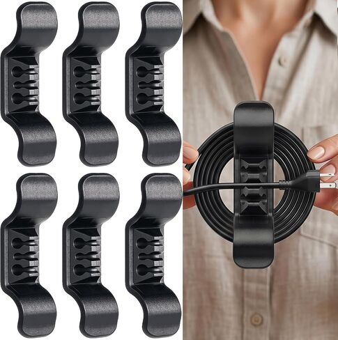 Cord Organizer for Appliance Stick On- Kitchen Appliances Cord Winder, Convenient Cord Wrapper for Mixer, Air Fryers, Juicers, Coffee Machines, Blender, Air Fryers, Black 6Packs in Saudi Arabia