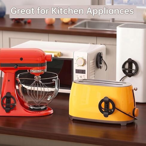 Cord Organizer for Appliance Stick On- Kitchen Appliances Cord Winder, Convenient Cord Wrapper for Mixer, Air Fryers, Juicers, Coffee Machines, Blender, Air Fryers, Black 6Packs in Saudi Arabia