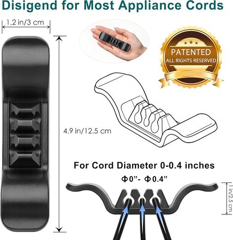 Cord Organizer for Appliance Stick On- Kitchen Appliances Cord Winder, Convenient Cord Wrapper for Mixer, Air Fryers, Juicers, Coffee Machines, Blender, Air Fryers, Black 6Packs in Saudi Arabia