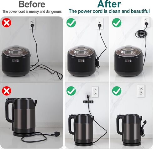 Cord Organizer for Appliance Stick On- Kitchen Appliances Cord Winder, Convenient Cord Wrapper for Mixer, Air Fryers, Juicers, Coffee Machines, Blender, Air Fryers, Black 6Packs in Saudi Arabia