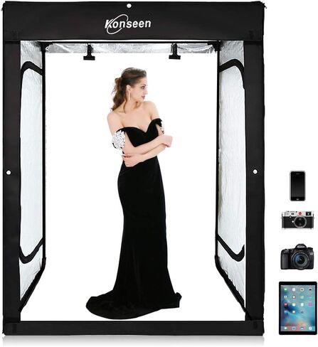 Large Photo Studio Light Box 47x39x78in,Dimmable Product Photography Light Box with LED Lights,3 Black White Blue PVC Backdrops,Assembly Frame and Carry Bag,Portable Shooting Tent for Clothe Shoes Bag in Saudi Arabia
