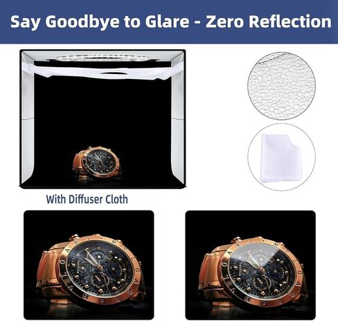12" Photo Light Box for Trading Cards, Jewelry & Small Product Photography | CRI95 LEDs, 3 Color Modes, 10%-100% Brightness, Foldable Design, Anti-Glare Diffuser, 6 PVC Backdrops in Saudi Arabia
