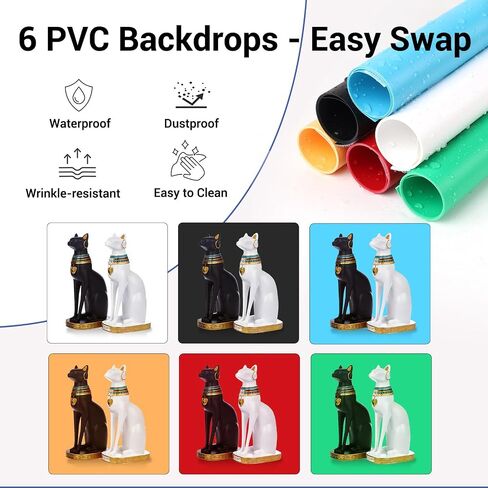 12" Photo Light Box for Trading Cards, Jewelry & Small Product Photography | CRI95 LEDs, 3 Color Modes, 10%-100% Brightness, Foldable Design, Anti-Glare Diffuser, 6 PVC Backdrops in Saudi Arabia