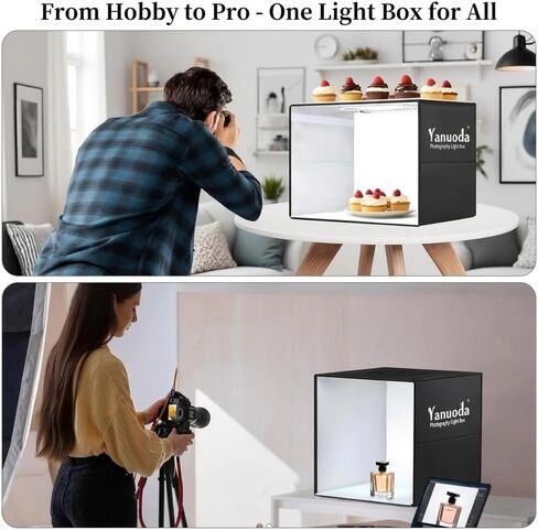 12" Photo Light Box for Trading Cards, Jewelry & Small Product Photography | CRI95 LEDs, 3 Color Modes, 10%-100% Brightness, Foldable Design, Anti-Glare Diffuser, 6 PVC Backdrops in Saudi Arabia