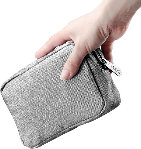 E-Tree Small Makeup Bag, Cosmetic Toiletry Skin Care Make up Little Items Pouch for Purse, Zipper Mini Tech Charger Cable Electronic Organizer Case, Travel Accessories for Women Men Teen, Grey in Kuwait