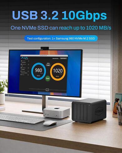 TERRAMASTER D8 Hybrid 2 HDD NVMe Enclosure 4 HDD + 4 NVMe SSD (بدون قرص) | وحدة تخزين USB 3.2 Gen 2 بسرعة 10 جيجابت في الثانية من النوع C، 8 أقراص فردية مدعومة، التوصيل والتشغيل (بدون قرص) in Kuwait