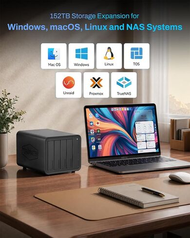 TERRAMASTER D8 Hybrid 2 HDD NVMe Enclosure 4 HDD + 4 NVMe SSD (بدون قرص) | وحدة تخزين USB 3.2 Gen 2 بسرعة 10 جيجابت في الثانية من النوع C، 8 أقراص فردية مدعومة، التوصيل والتشغيل (بدون قرص) in Kuwait