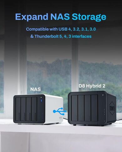 TERRAMASTER D8 Hybrid 2 HDD NVMe Enclosure 4 HDD + 4 NVMe SSD (بدون قرص) | وحدة تخزين USB 3.2 Gen 2 بسرعة 10 جيجابت في الثانية من النوع C، 8 أقراص فردية مدعومة، التوصيل والتشغيل (بدون قرص) in Kuwait