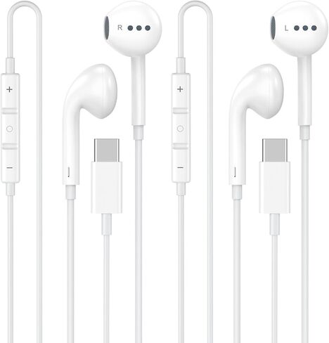 2 Pack Apple MFi Certified Wired USB C Headphones USB C for iPhone 17 16 15 | Wired Earbuds/Earphones USB C with Built-in Remote to Control Music/Phone Calls/Volume for iPhone 17 16 15 Pro Max, Galaxy in Saudi Arabia