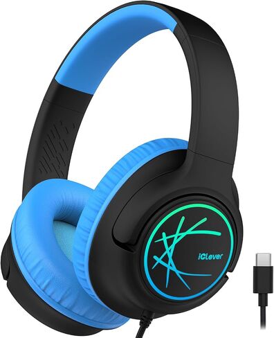 iClever Kids Headphones with Cord, Over Ear for Boys Girls School Travel | SafeSound Tech, Stereo Sound, Foldable, Adjustable, 3.5mm Jack, Durable, Lightweight Kids Headphone for School, Red Blue in Saudi Arabia