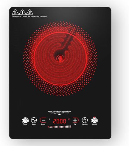 VBGK Single Burner Electric Cooktop,110V 1800W Electric Stove Top with LED Touch Control,Single electric burner 9 Power Levels, 4 hTimer, Safety Lock,Overheat protection in Saudi Arabia