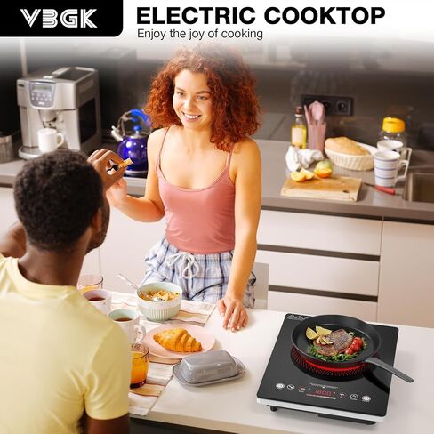 VBGK Single Burner Electric Cooktop,110V 1800W Electric Stove Top with LED Touch Control,Single electric burner 9 Power Levels, 4 hTimer, Safety Lock,Overheat protection in Saudi Arabia