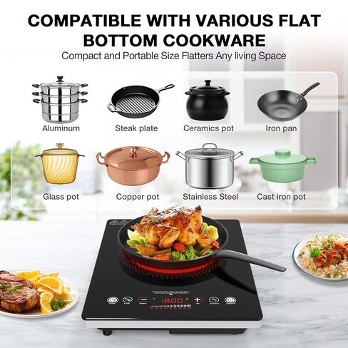 VBGK Single Burner Electric Cooktop,110V 1800W Electric Stove Top with LED Touch Control,Single electric burner 9 Power Levels, 4 hTimer, Safety Lock,Overheat protection in Saudi Arabia