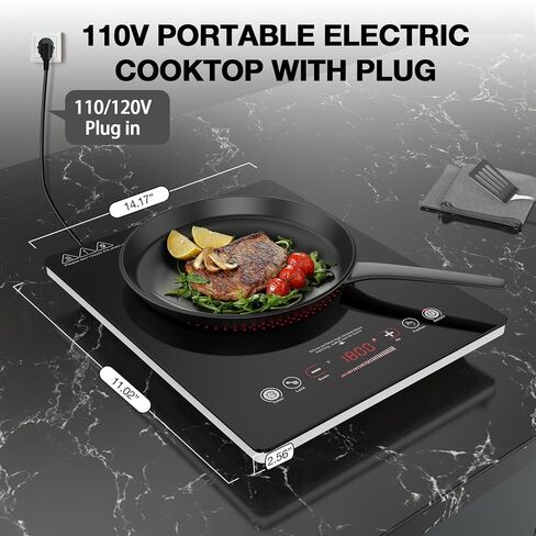 VBGK Single Burner Electric Cooktop,110V 1800W Electric Stove Top with LED Touch Control,Single electric burner 9 Power Levels, 4 hTimer, Safety Lock,Overheat protection in Saudi Arabia