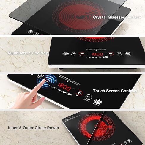 VBGK Single Burner Electric Cooktop,110V 1800W Electric Stove Top with LED Touch Control,Single electric burner 9 Power Levels, 4 hTimer, Safety Lock,Overheat protection in Saudi Arabia