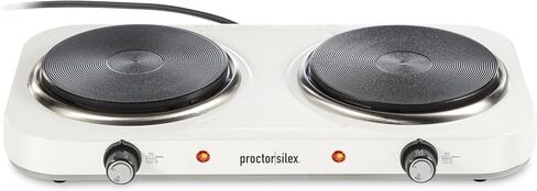 Proctor Silex Portable Electric Stove, Stainless Steel Single Burner Cooktop, Compact, Adjustable Temperature Hot Plate, 1200 Watts, White (34106) in Saudi Arabia
