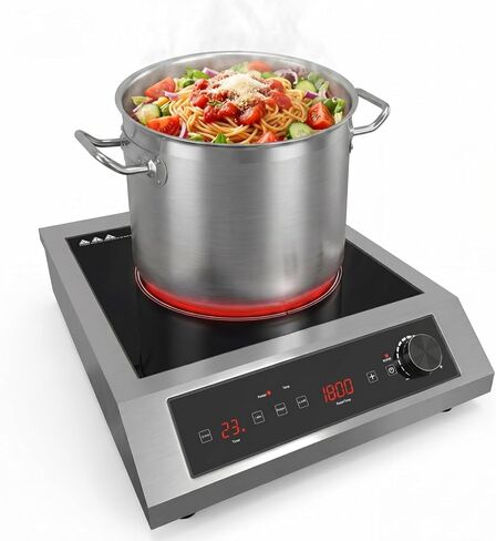 Sunvivi 1800W Induction Cooktop, Commercial-Grade Electric Countertop Burner with Timer, Induction Hot Plate with LED Screen, 10 Power(300W-1800W), 10 Temp Setting(140°F-536°F), Black in Saudi Arabia