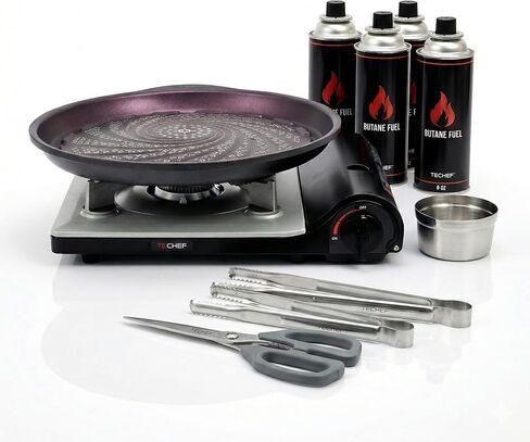 TECHEF - Stovetop Korean BBQ Non-Stick Grill Pan with Agni Portable Gas Stove Burner, Made in Korea (Grill Pan w Stove) in Saudi Arabia