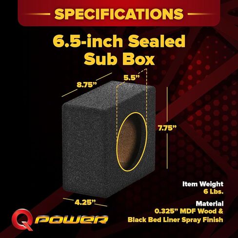 QPower QBomb QBTW6.5 فردي 6.50 بوصة من مادة MDF شديدة التحمل صناديق مكبر صوت للسيارة مع لمسة نهائية من طلاء رش السرير، عبوتان in Kuwait