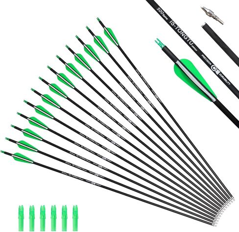 31inch Carbon Arrows, Archery Arrows for Compound & Recurve Bow, Hunting Arrows for Bow, 500 Spine Practice Arrows (Pack of 12) in Saudi Arabia