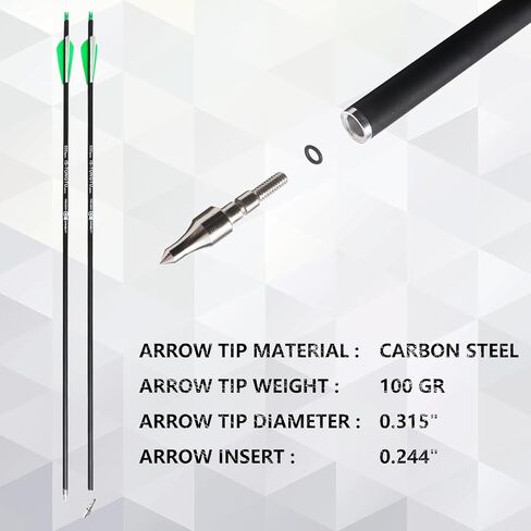31inch Carbon Arrows, Archery Arrows for Compound & Recurve Bow, Hunting Arrows for Bow, 500 Spine Practice Arrows (Pack of 12) in Saudi Arabia