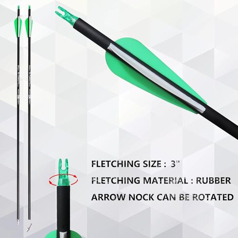 31inch Carbon Arrows, Archery Arrows for Compound & Recurve Bow, Hunting Arrows for Bow, 500 Spine Practice Arrows (Pack of 12) in Saudi Arabia