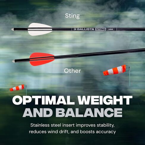 BALLISTA 16" Sting Helical 3-Vane Crossbow Bolts for Hawkwing, 6mm OD, 3pc | 2.5° helical 3-vanes, 361 gr build and 120 gr insert for stable flight in high-power Hawkwing Crossbow setups. in Saudi Arabia