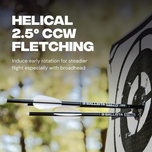 BALLISTA 16" Sting Helical 3-Vane Crossbow Bolts for Hawkwing, 6mm OD, 3pc | 2.5° helical 3-vanes, 361 gr build and 120 gr insert for stable flight in high-power Hawkwing Crossbow setups. in Saudi Arabia