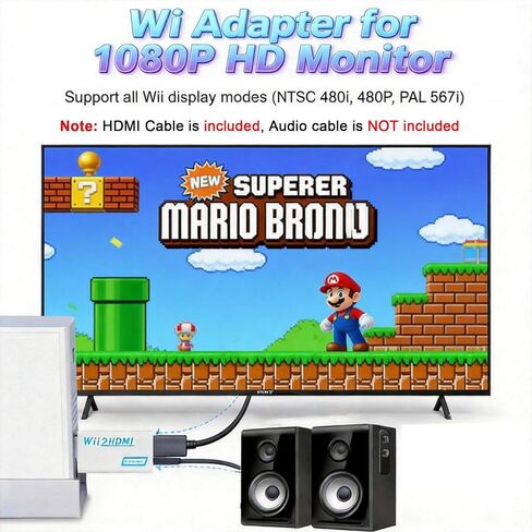 Wii Accessories, AC Power Cord, Wii to HDMI Adapter, USB Motion Sensor Bar | 4-IN1, Wii Sensor Bar, AC Power Supply, Wii to HDMI Adapter Converter with HDMI Cable for Nintendo Wii Console, Sport Games in Saudi Arabia