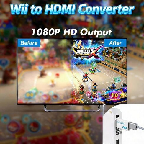Wii Accessories, AC Power Cord, Wii to HDMI Adapter, USB Motion Sensor Bar | 4-IN1, Wii Sensor Bar, AC Power Supply, Wii to HDMI Adapter Converter with HDMI Cable for Nintendo Wii Console, Sport Games in Saudi Arabia