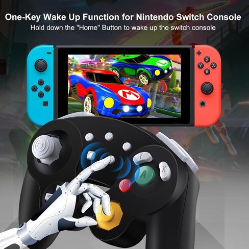 ADHJIE Wireless Gamecube Controller for Nintendo Switch,Wireless Switch Pro Controller for Nintendo Switch/PC/Steam,One-Button Wake Up,6-Axis Gyro Motion,Turbo & Auto Turbo(Black) in Saudi Arabia