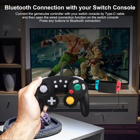 ADHJIE Wireless Gamecube Controller for Nintendo Switch,Wireless Switch Pro Controller for Nintendo Switch/PC/Steam,One-Button Wake Up,6-Axis Gyro Motion,Turbo & Auto Turbo(Black) in Saudi Arabia