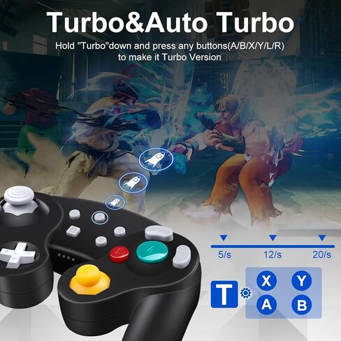 ADHJIE Wireless Gamecube Controller for Nintendo Switch,Wireless Switch Pro Controller for Nintendo Switch/PC/Steam,One-Button Wake Up,6-Axis Gyro Motion,Turbo & Auto Turbo(Black) in Saudi Arabia