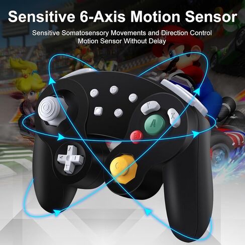 ADHJIE Wireless Gamecube Controller for Nintendo Switch,Wireless Switch Pro Controller for Nintendo Switch/PC/Steam,One-Button Wake Up,6-Axis Gyro Motion,Turbo & Auto Turbo(Black) in Saudi Arabia