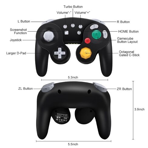 ADHJIE Wireless Gamecube Controller for Nintendo Switch,Wireless Switch Pro Controller for Nintendo Switch/PC/Steam,One-Button Wake Up,6-Axis Gyro Motion,Turbo & Auto Turbo(Black) in Saudi Arabia