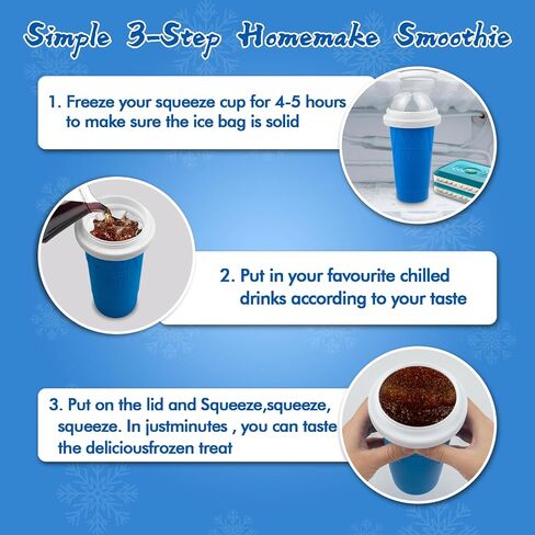 2PCS Slushie Maker Cup,DIY Magic Quick Frozen Smoothies Cups for Homemade Milk Shake Ice Cream Maker, Cooling Cups, Double Layer Squeeze Slushy Maker Cup,Birthday Funny Gifts for Mom Dad, Boy, Girls in Saudi Arabia