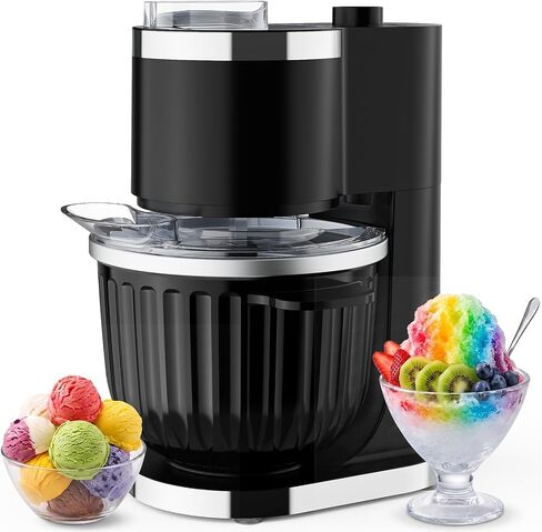 Ice Cream Maker & Shaved Ice Machine, 2-in-1 Slushie Machine | 2-Qt Ice Cream Machine for Making Gelato, Sorbet, Flavored Slushie and Frozen Yogurt, Quick Mode Switch in Saudi Arabia