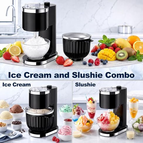 Ice Cream Maker & Shaved Ice Machine, 2-in-1 Slushie Machine | 2-Qt Ice Cream Machine for Making Gelato, Sorbet, Flavored Slushie and Frozen Yogurt, Quick Mode Switch in Saudi Arabia