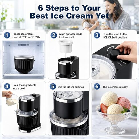 Ice Cream Maker & Shaved Ice Machine, 2-in-1 Slushie Machine | 2-Qt Ice Cream Machine for Making Gelato, Sorbet, Flavored Slushie and Frozen Yogurt, Quick Mode Switch in Saudi Arabia