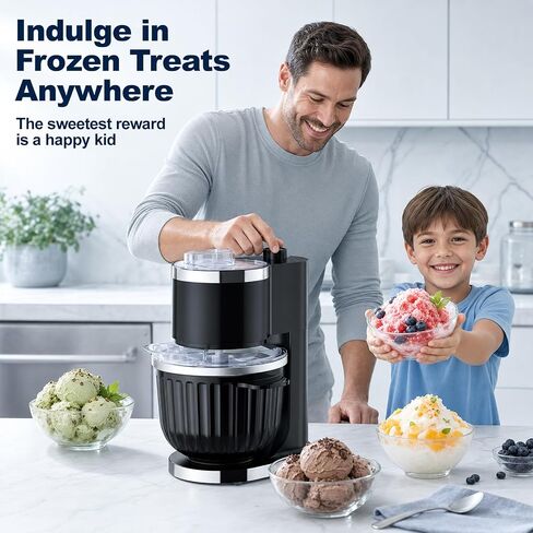 Ice Cream Maker & Shaved Ice Machine, 2-in-1 Slushie Machine | 2-Qt Ice Cream Machine for Making Gelato, Sorbet, Flavored Slushie and Frozen Yogurt, Quick Mode Switch in Saudi Arabia