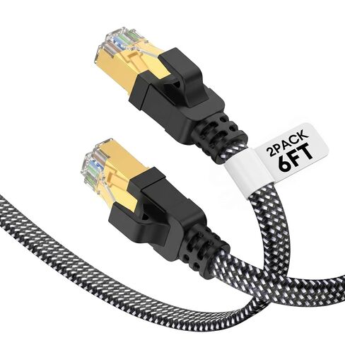 Molltto Cat 8 10 FT كابل إيثرنت مسطح، كابل LAN مجدول بسرعة 40 جيجابت في الثانية | كابل LAN مجدول SFTP بسرعة 40 جيجابت في الثانية بسرعة 2000 ميجاهرتز للألعاب والبث والعمل وPS5 وPS4 وXbox والمودم والكمبيوتر المحمول in Kuwait