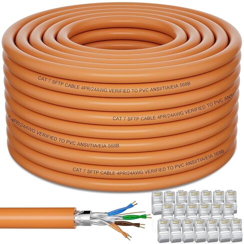 Cat 7 Outdoor Ethernet Cable Bulk 500ft (DIY | x 20 RJ45), Cat 7 Shielded | SFTP Ethernet Cable, High Speed 10Gbps 600MHz, Heavy-Duty, Waterproof, Direct Burial, UV Resistant, LAN for Router in Saudi Arabia