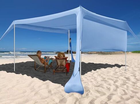 Beach Canopy Tent Shade with Sidewalls 10x10FT, 6.6FT Tall, UPF50+ Sun Shelter, Windproof & Water Resistant, Includes Guylines Sand Shovel Stability Poles, Easy Up for Beach Outdoor Camping Backyard in Saudi Arabia