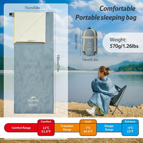 حقيبة نوم Naturehike NatureSea™ مع مادة بحرية عائمة، أكياس نوم خفيفة الوزن بوزن 20.1 أونصة للبالغين والأطفال، حقيبة نوم مزدوجة قابلة للفصل للتخييم والمشي لمسافات طويلة وحقائب الظهر in Kuwait