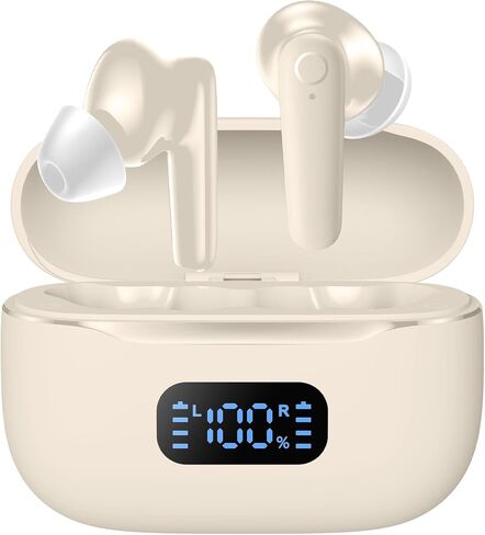 kurdene LED Display Wireless Earbuds Bluetooth 5.4 in Ear Headphones 48H | Deep Bass Sound,10mm Clear Calls,Lightweight Secure Fit for Work, Commute, Gaming, Running Black in Saudi Arabia