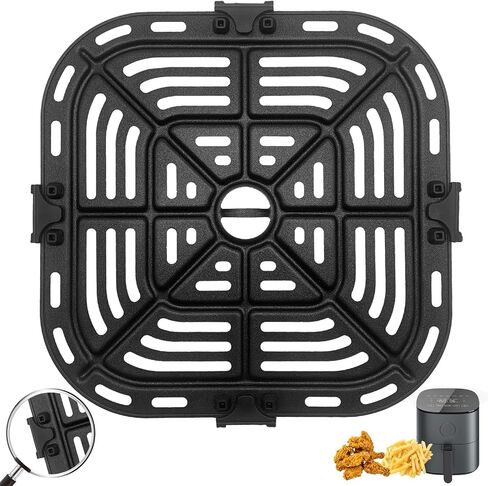 Air Fryer Grill Pan for COSORI Air Fryer TurboBlaze 6 QT, Non-Stick 8.9’’*8.9’’Square Air Fryer Rack Replacement Parts Accessories Grill Plate Crisper Plate Tray with Rubber Bumpers, Dishwasher Safe in Saudi Arabia