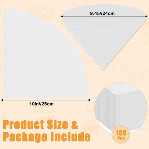 100P Deep Fryer Oil Funnel Filters, 10 Inches Cone Non-Woven Filter | 100P 25x25cm Food-Grade Non-Woven, Cuttable Size & Portable For Home, Kitchen, Restaurants For Beeswax, Maple Syrup, Coffee in Saudi Arabia
