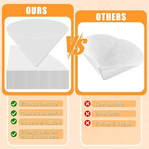100P Deep Fryer Oil Funnel Filters, 10 Inches Cone Non-Woven Filter | 100P 25x25cm Food-Grade Non-Woven, Cuttable Size & Portable For Home, Kitchen, Restaurants For Beeswax, Maple Syrup, Coffee in Saudi Arabia
